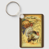 Ouderwetse Thanksgiving-groet met een kalkoen Sleutelhanger (Voorkant)