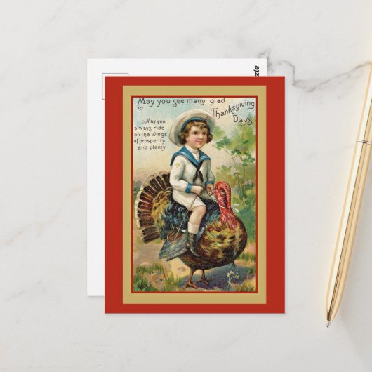 Ouderwetse Thanksgiving-groeten Briefkaart (Voorkant / Achterkant in situ)