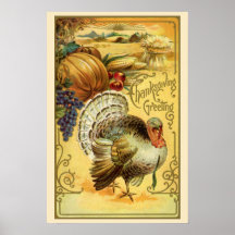 Ouderwetse Thanksgiving-groeten met kalkoen