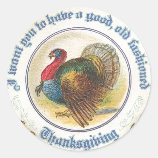 ouderwetse Thanksgiving Ronde Sticker (Voorkant)