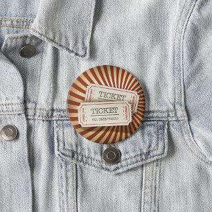 Ouderwetse Ticket Stub Carnavals Thema Ronde Button 7,6 Cm