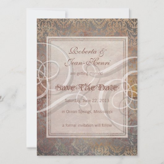 Ouderwetse Toscaanse Damast Italiaanse Elegantie Kaart (Achterkant)