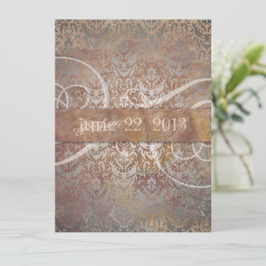 Ouderwetse Toscaanse Damast Italiaanse Elegantie Kaart (Staand voorkant)