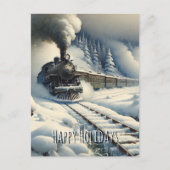 Ouderwetse trein en Vintage Prettige feestdagen Briefkaart (Voorkant)