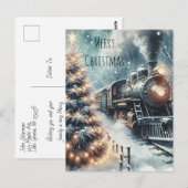 Ouderwetse trein en  winterscène briefkaart (Voorkant / Achterkant)