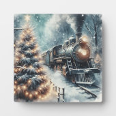 Ouderwetse trein en winterscène fotoplaat (Voorkant)