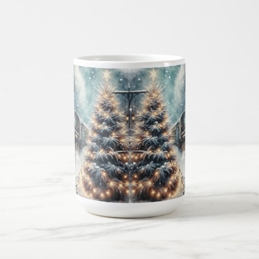 Ouderwetse trein en  winterscène koffiemok (Center)