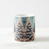 Ouderwetse trein en  winterscène koffiemok (Center)