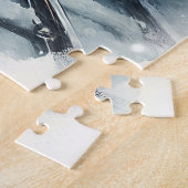 Ouderwetse trein en  winterscène legpuzzel (Zijkant)