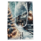 Ouderwetse trein en  winterscène medium cadeauzakje (Achterkant)