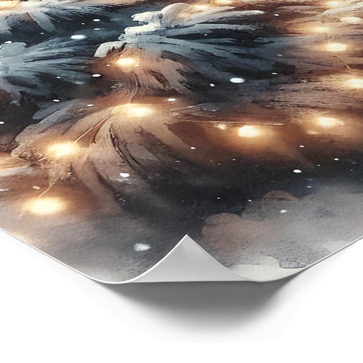 Ouderwetse trein en winterscène poster (Hoek)