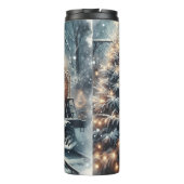 Ouderwetse trein en winterscène thermosbeker (Achterkant)