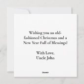 Ouderwetse trein op een kerstnacht feestdagenkaart (Achterkant)