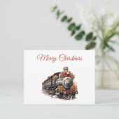 Ouderwetse trein retro kerst feestdagenkaart (Staand voorkant)