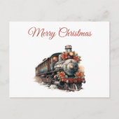 Ouderwetse trein retro kerst feestdagenkaart (Voorkant)