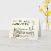 Ouderwetse treinlocomotief Verjaardag Kaart (Gele Bloem)