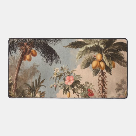 Ouderwetse Tropisch Paradijs met Palmbomen Bureaumat (Voorkant)