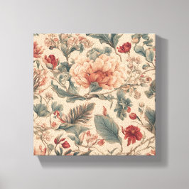 Ouderwetse Tropische Bloemen Antiek Canvas Afdruk