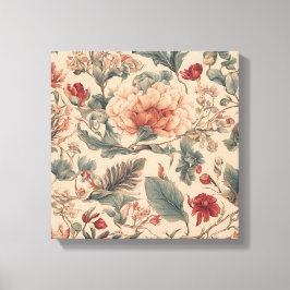 Ouderwetse Tropische Bloemen Antiek Canvas Afdruk