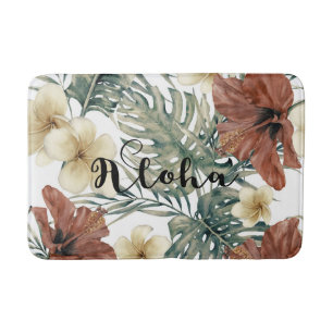 Ouderwetse Tropische Hibiscus Bloem Chic Aloha Badmat