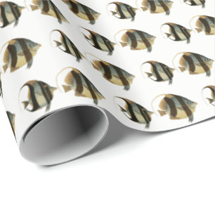 Ouderwetse Tropische Vissen Tekening Zwart Zilver  Cadeaupapier