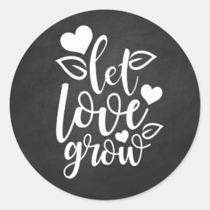 Ouderwetse Trouw Zwart Schoolbord Liefde Harten Ronde Sticker