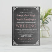 Ouderwetse Trouwkaart met krijtbord en Victoriaans Kaart (Staand voorkant)