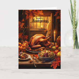 Ouderwetse Turkije-diner Thanksgiving Feestdagen Kaart