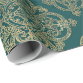 Ouderwetse turquoise en goud cadeaupapier (Rol Hoek)