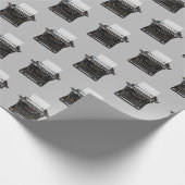 ouderwetse typemachine op grijs cadeaupapier (Hoek)