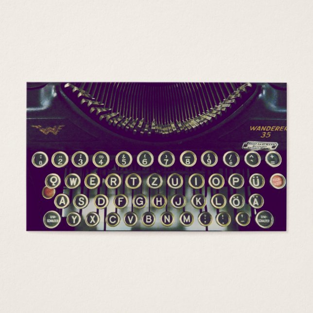 ouderwetse typemachine visitekaartje (Voorkant)