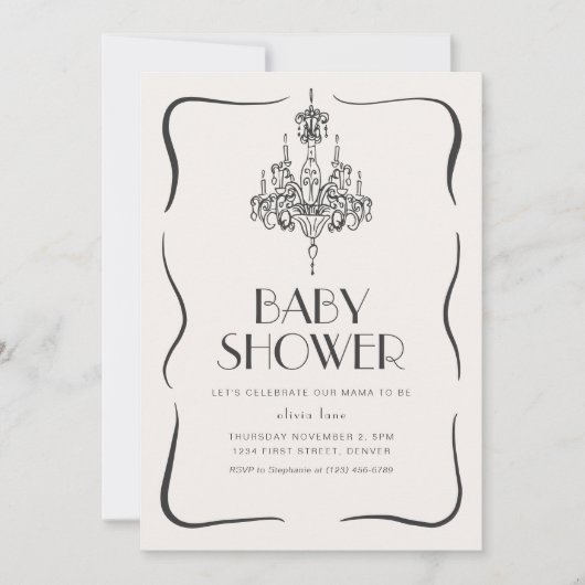 Ouderwetse uitnodiging voor een babyshower met een (Voorkant)