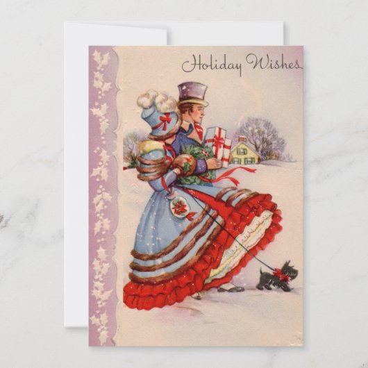 Ouderwetse uitnodiging voor kerstinkopen (Voorkant)