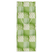 Ouderwetse uitstraling groen geel ecru patchwork wijn cadeautas (Achterkant)