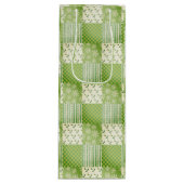 Ouderwetse uitstraling groen geel ecru patchwork wijn cadeautas (Voorkant)