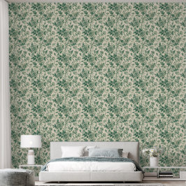 Ouderwetse uitstraling groene Toile en groene roze Behang