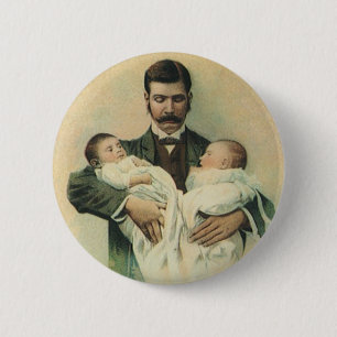 Ouderwetse Vaderdag, het zijn drieling! Ronde Button 5,7 Cm