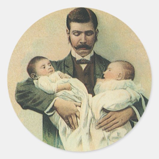 Ouderwetse Vaderdag, het zijn drieling! Ronde Sticker (Voorkant)