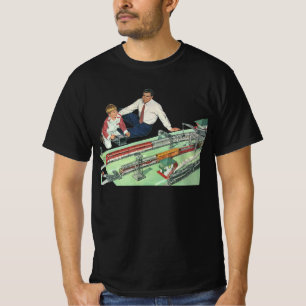 Ouderwetse Vaderdag, vader en zoon met treinen T-shirt