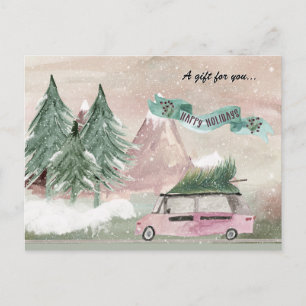 Ouderwetse vakantie Waterverf in Plum en Groen Briefkaart