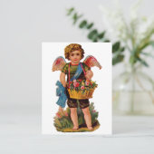 Ouderwetse Valentijn Cupido met Rozen Feestdagenkaart (Staand voorkant)