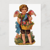 Ouderwetse Valentijn Cupido met Rozen Feestdagenkaart (Voorkant)