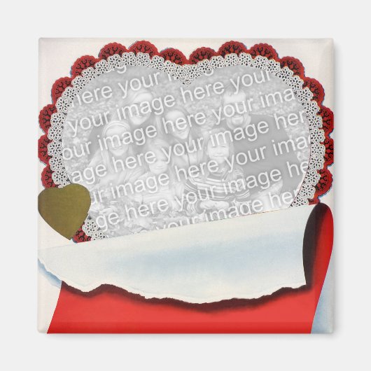 Ouderwetse Valentijnsdag Jonggehuwden Liefde en Ro Magneet (Voorkant)