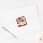 Ouderwetse Valentijnsdag Jonggehuwden Liefde en Ro Vierkante Sticker (Envelop)