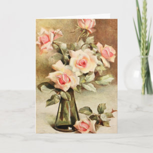 Ouderwetse Valentijnsdag Liefde Romantiek Roze Roz Feestdagen Kaart