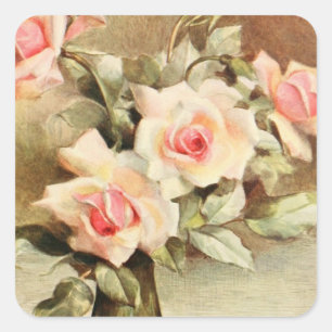 Ouderwetse Valentijnsdag Liefde Romantiek Roze Roz Vierkante Sticker
