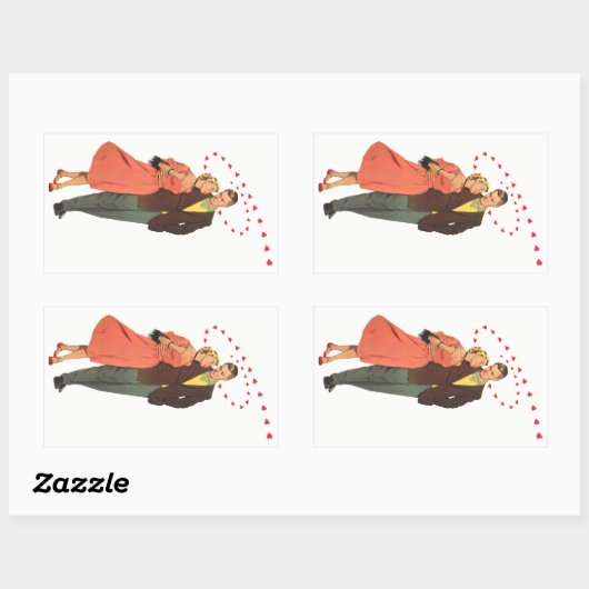 Ouderwetse Valentijnsdag, Romantische Zwevende Har Rechthoekige Sticker (Vel)