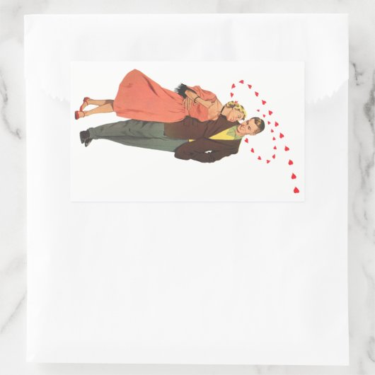 Ouderwetse Valentijnsdag, Romantische Zwevende Har Rechthoekige Sticker (Tas)