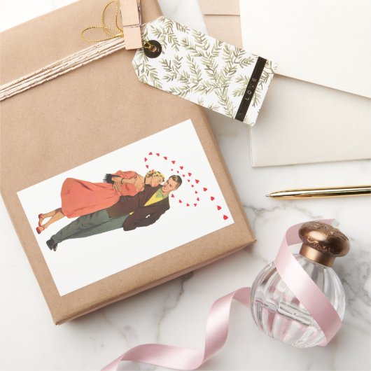Ouderwetse Valentijnsdag, Romantische Zwevende Har Rechthoekige Sticker (Geschenken)