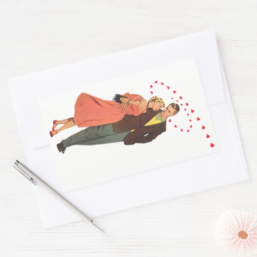 Ouderwetse Valentijnsdag, Romantische Zwevende Har Rechthoekige Sticker (Envelop)